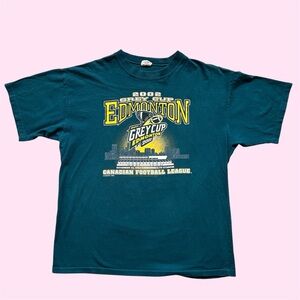 Vintage Y2K 00s Waves 2002 Edmonton Grey Cup CFL Graphic Tee Green Large